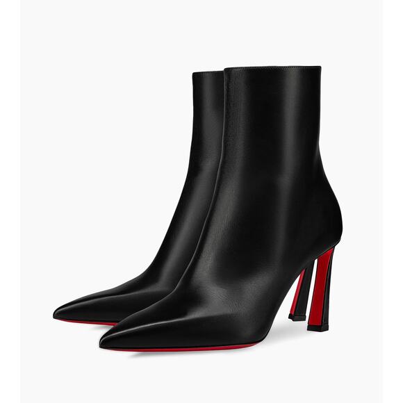 CHRISTIAN LOUBOUTIN Condora Booty 85 Calf Leather Black Ankle Boots 40 - Picture 1 of 15